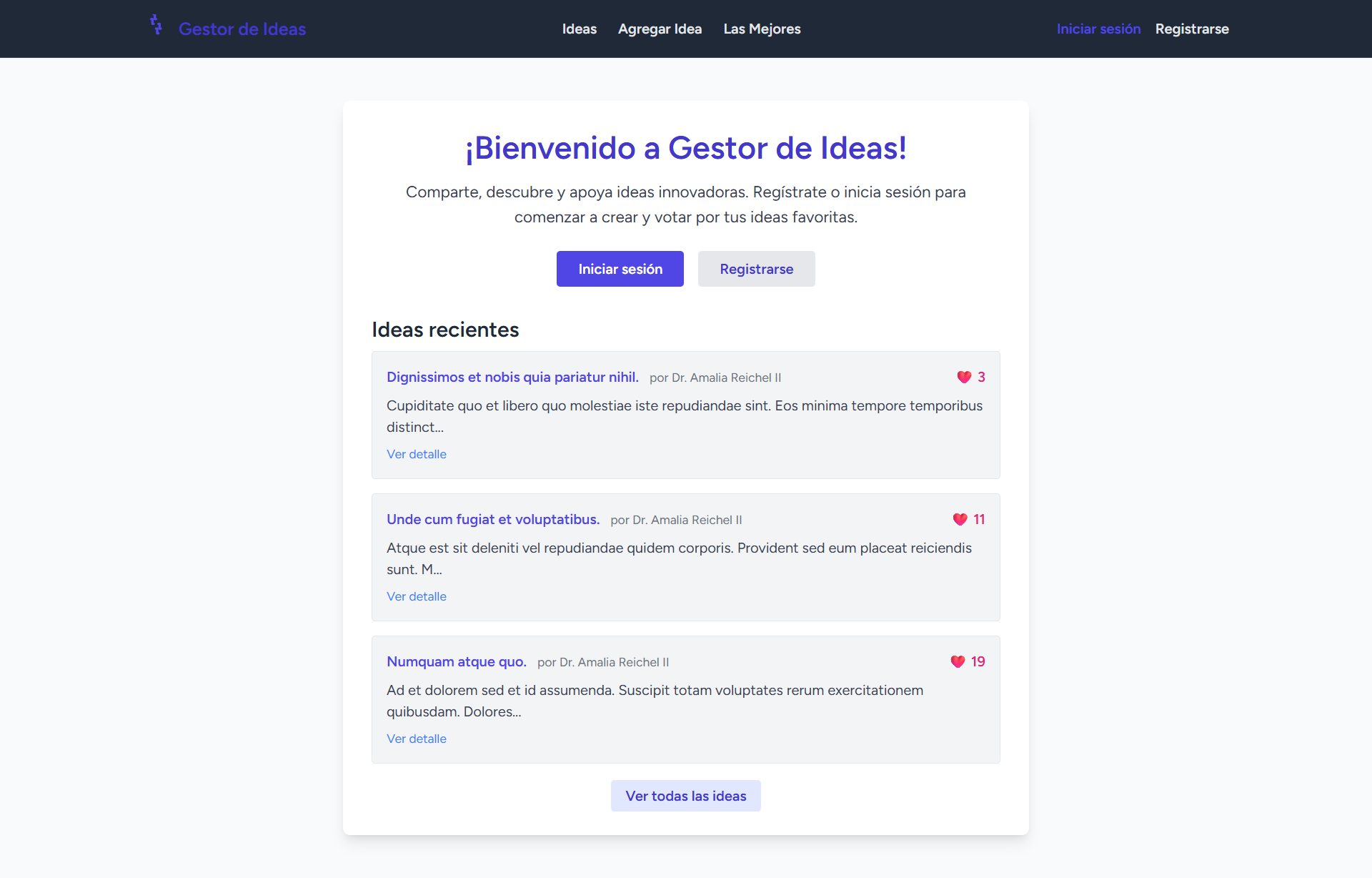 Imagen principal del proyecto Gestor de Ideas